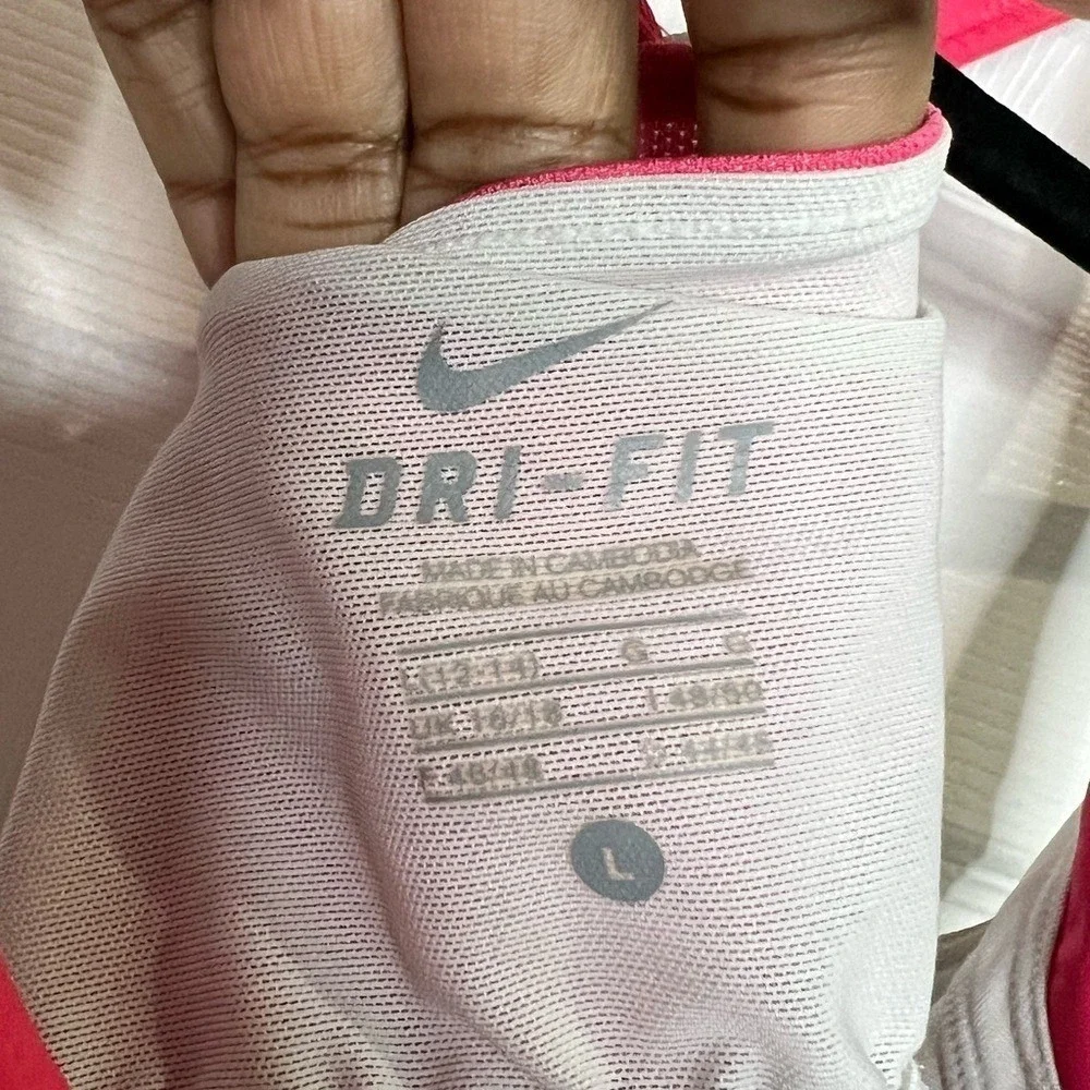 Nike Dri-fit women's activewear tank - White/Pink - Size Large (12-14)